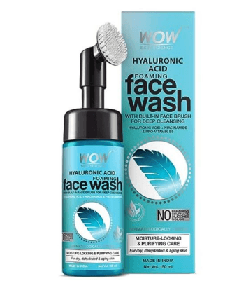 WOW Skin Science Hyaluronic Acid Foaming Face Wash With Brush 150 ml - Mrayti Store