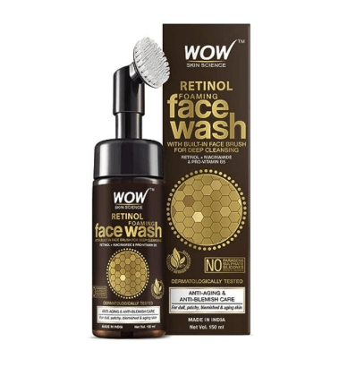 WOW Skin Science Retinol Foaming Face Wash With Brush 150 ml - Mrayti Store
